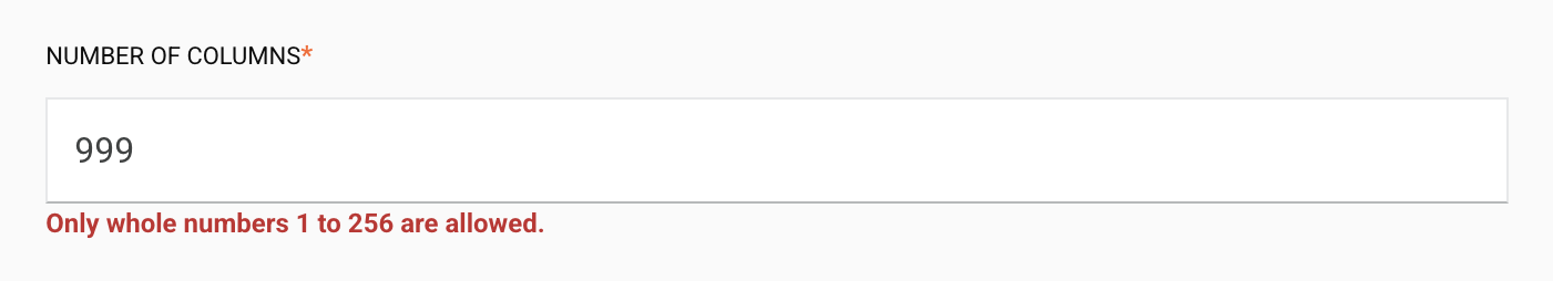 Exemplo de formato de número inválido